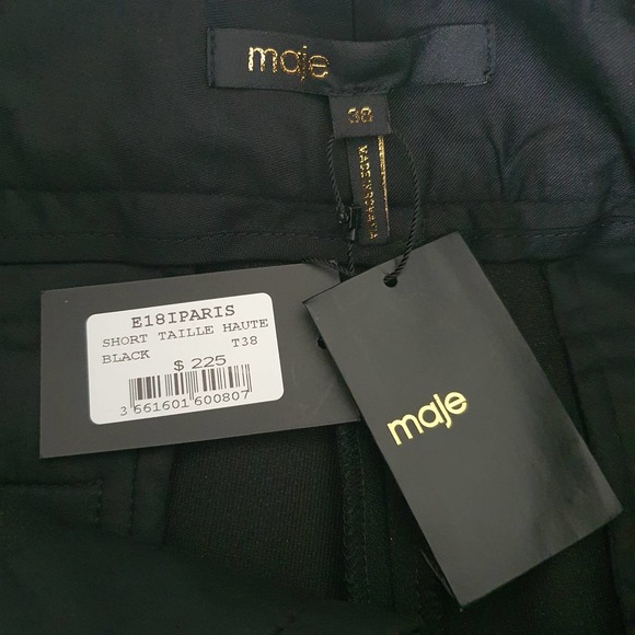 Maje Black Paris Belted Flat Front Shorts Women's Size M - Picture 9 of 11